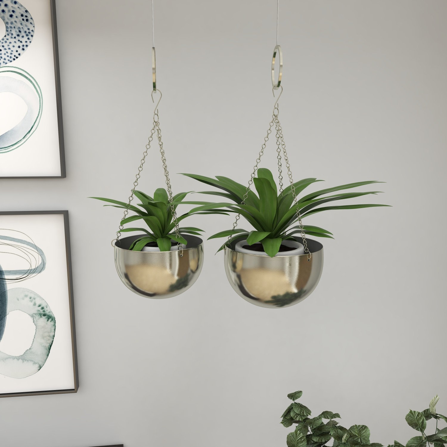 Benally 8" Hanging Planter, Nickel
