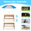Table de pique-nique en bois 3 en 1 pour enfants avec parasol, sable et mer convertible, gris ASTM et CPSIA