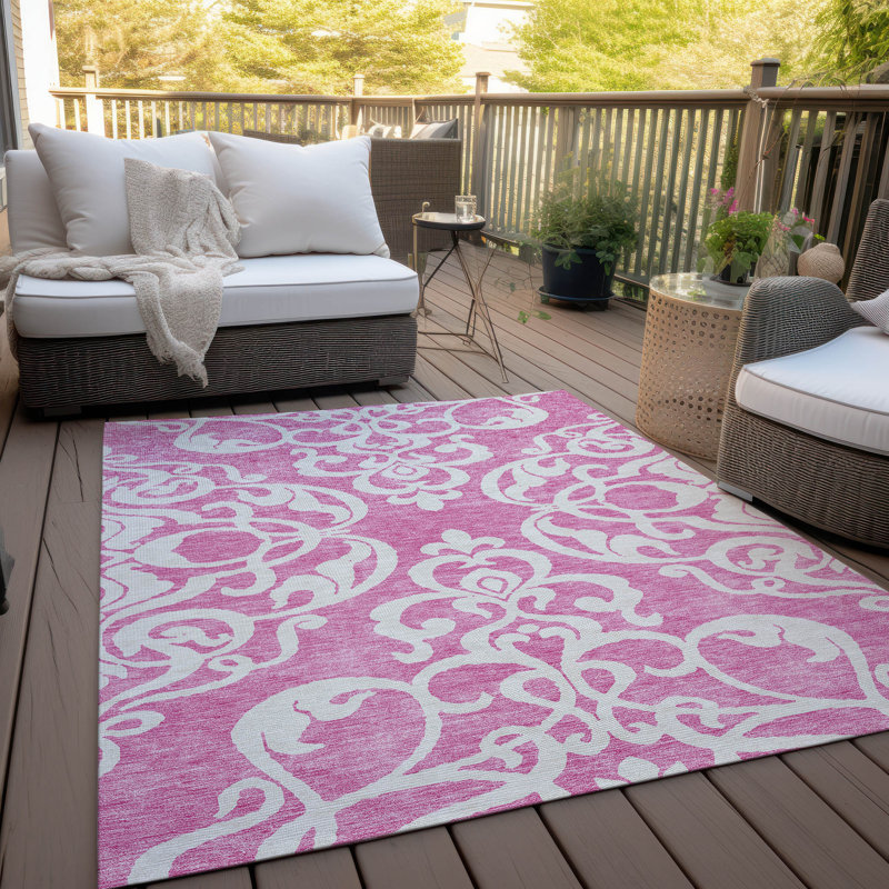 Chayden Washable Damask Indoor / Outdoor Rug, Rectangle 9' x 12'
