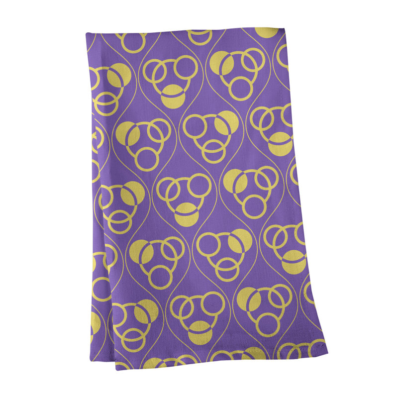 Torchon Circles and Waves, Mauve/jaune, Croisé en coton