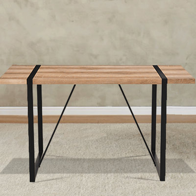 55" Rectangular Industrial Dining Table, Wood Tabletop And Metal Legs, Easy To Clean Maintain Table With Top Modern Rustic Style, Seats 4-6 Persons