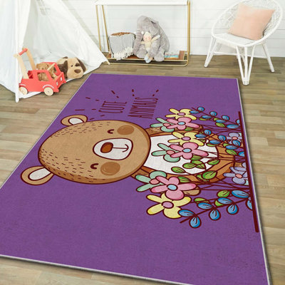 Luxurious Area Rug, 4.6 x 7.2 ft, 100% Polyester, 740 g/m² | Non-Slip Felt Dot Underside, Laminated Sponge for Comfort, Antibacterial & Easy to Clean | Stylish Velvet Fabric with Digital Print, Machine Washable