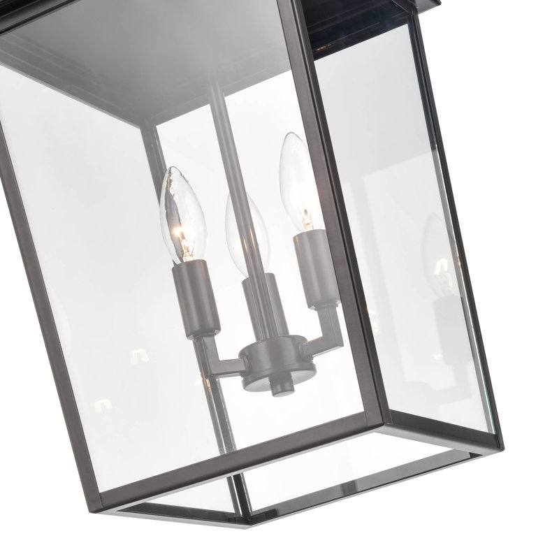 Luminaire suspendu de style chandelier extérieur à 3 lumières de 11 po de largeur Messerly, Bronze thermolaqué