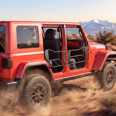 Portes tubulaires Jeep, 4 portes, compatibles avec les demi-portes tubulaires avant et arrière en acier allié avant et arrière JeK Wrangler JK Unlimitée 2007-2018 avec sac de rangement, patins en caoutchouc, charnières robustes et loquet d'origine