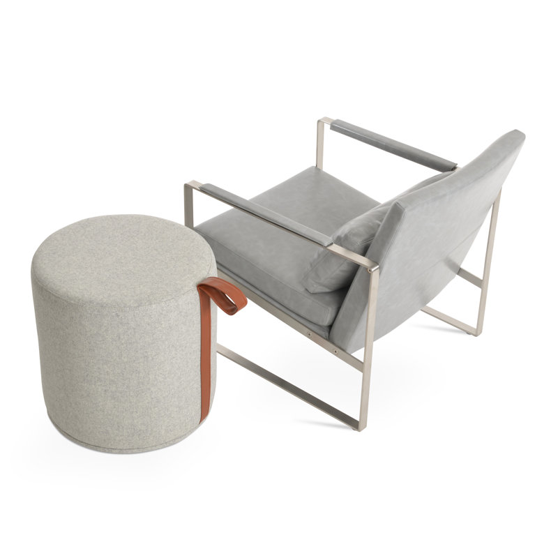 Zara Small Lounge Chair, Light Gray Faux Leather