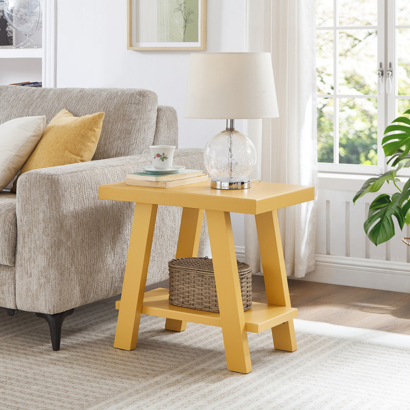 Table de bout avec rangement Angeleca, Jaune, H 22 po x l 23,5 po x P 14 po