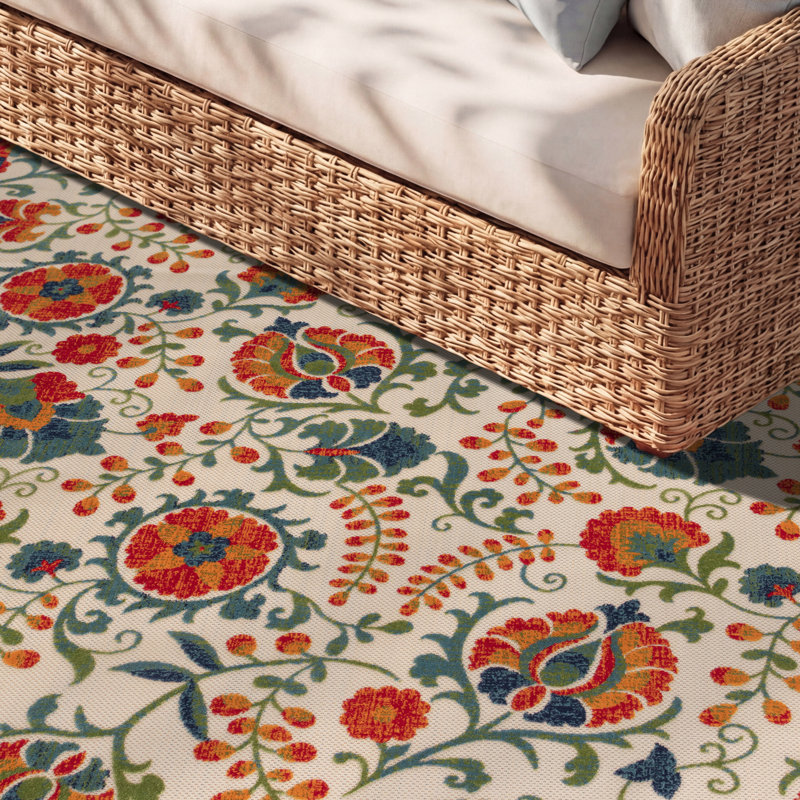 Tapis floral intérieur / extérieur Deka, Rectangle de 10 pi x 14 pi
