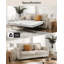 Causeuse-lit 74 po en lin avec matelas en mousse à mémoire de forme, beige-511028448-511028450
