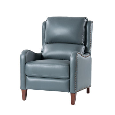 Beecher Traditional 28.75" Wide Genuine Leather Manual Club Recliner with Solid Wood Legs