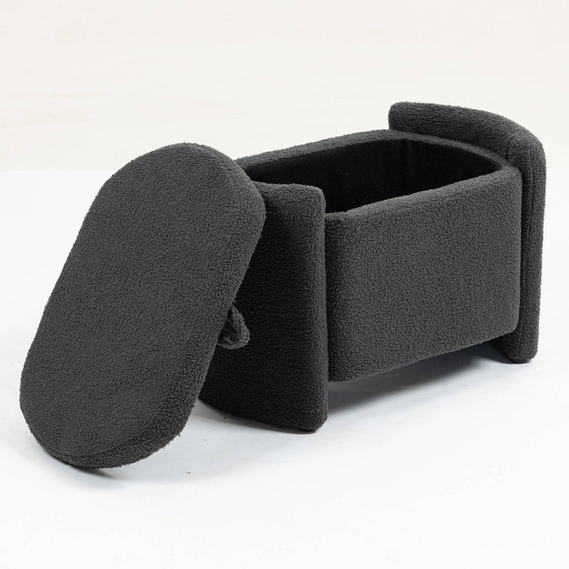 Repose-pieds avec rangement Mid-Century, Gris
