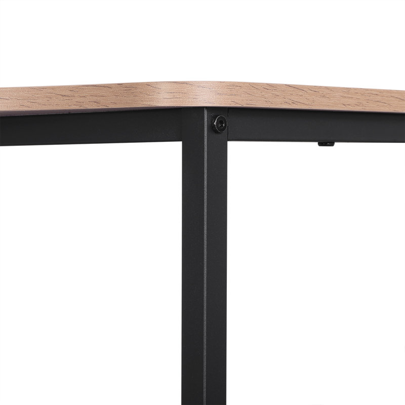 Glynis L-Shaped Steel Computer Desk, Light Woodlook