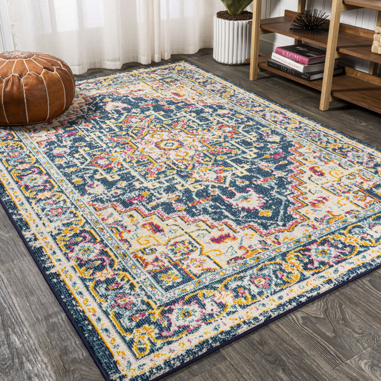 Brooklyn Geometric Medallion Blue/Beige Rug