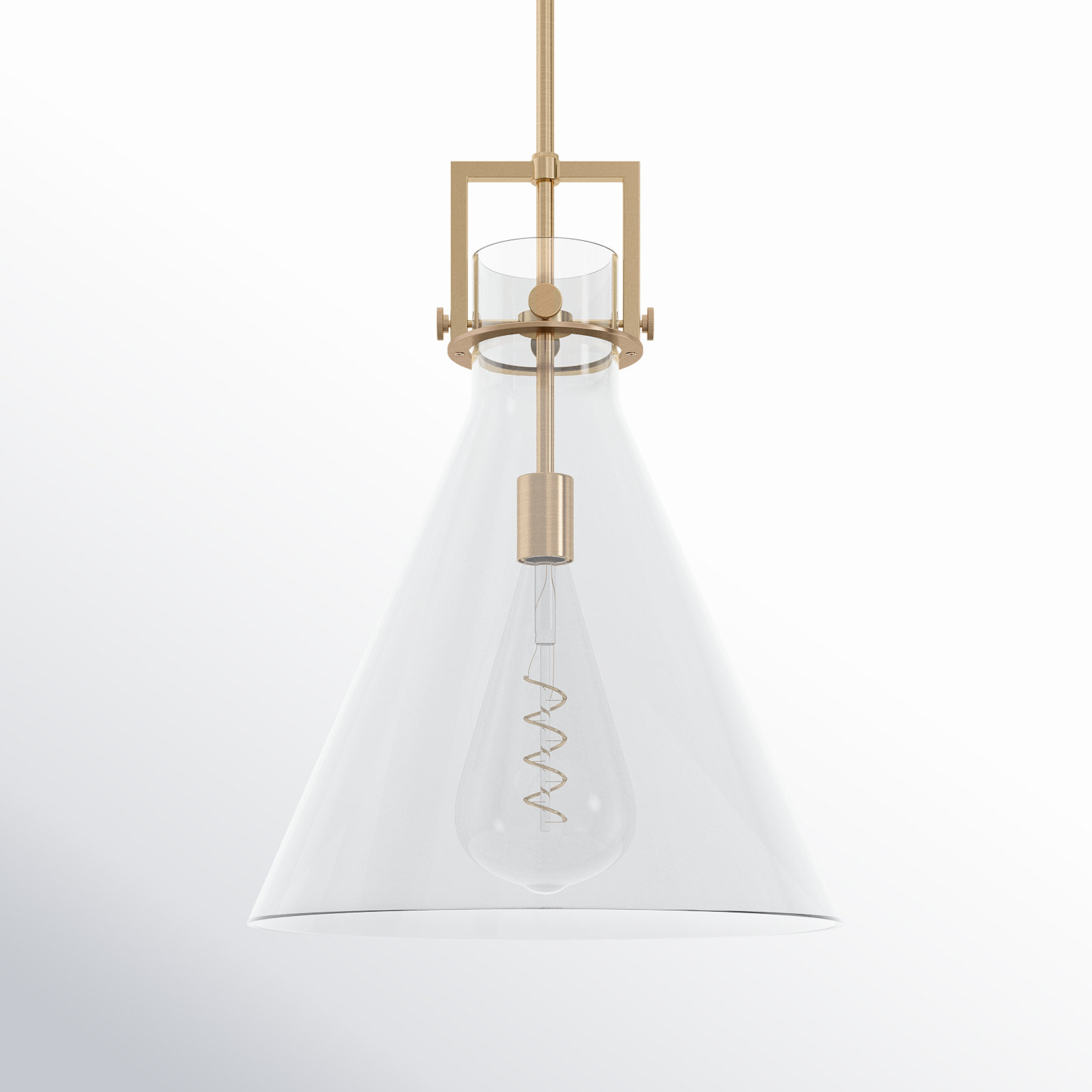 Coterie Single Light Pendant, Brushed Brass, Plated Smoke, 20.38" H x 16" W x 16" D