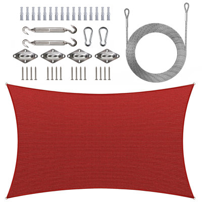 Rectangle Shade Sail With Hardware Kit and Ropes