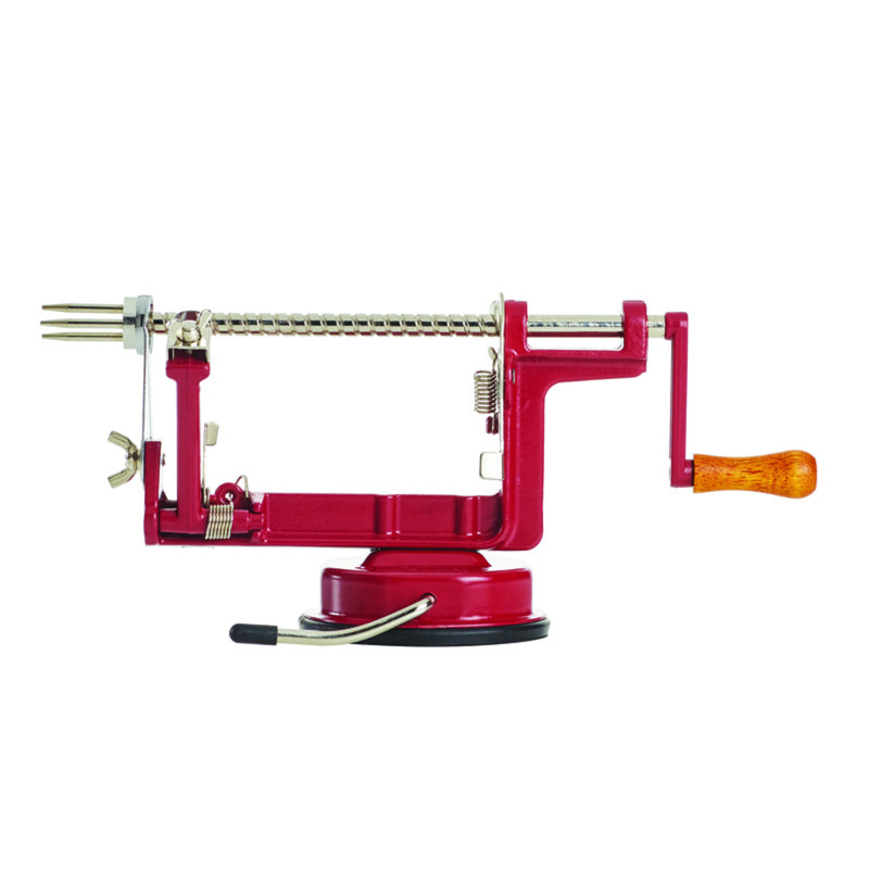 Red Wood Handle Stainless Steel Apple Multi-Peeler