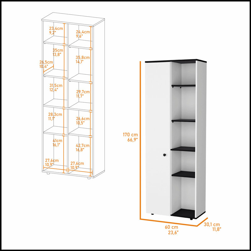 1-Door Multistorage Kitchen Pantry with Five Fixed Shelves for Organized and Stylish Storage