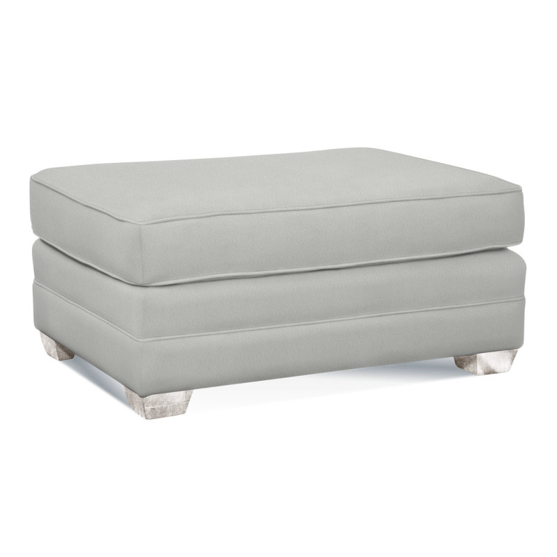 Bedford Upholstered Ottoman, Antique Frost White , Light Blue and White Stripe; 0256-54