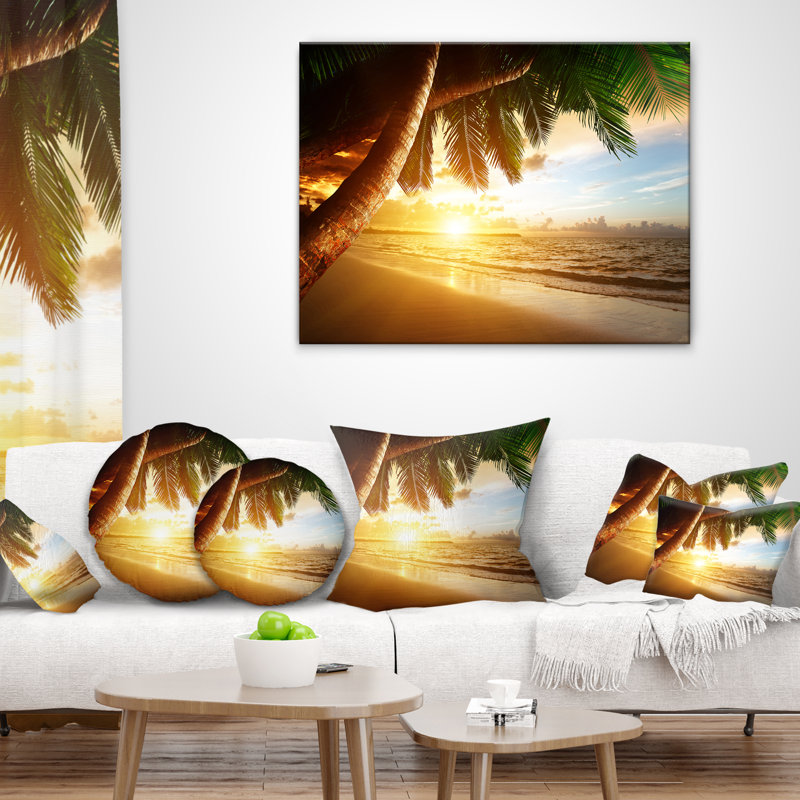 Oreiller belle beach sous palmier, 16 po x 1 po, Coussin décoratif