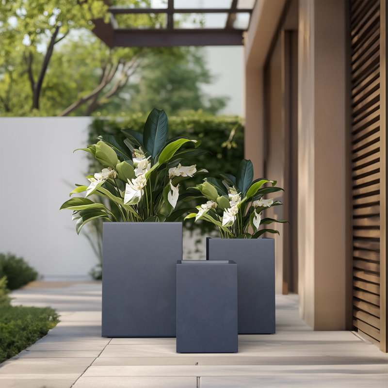 Ineshia Handmade Planter Box, Granite Gray