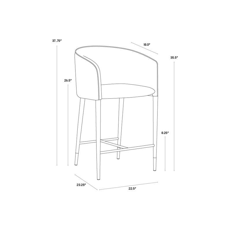 Asher Barstool - Sparrow Grey / Napa Black, Counter Stool (26" Seat Height), Burgundy