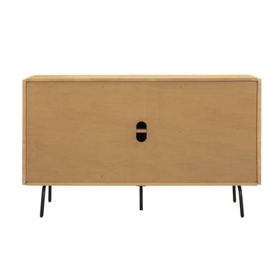  MOSSIC Sideboard 3 - 4 Doors Natural Rattan Storage Cabinet, Buffet with Metal Legs, Boho Accent Cabinet for Living Room, Dining Room, and Entryway, Effortless Assembly
