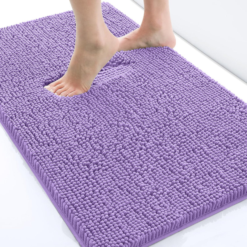 Chenille Non-Slip Non-Slip Bath Mat, 50cm Width X 80cm Length, Lilac