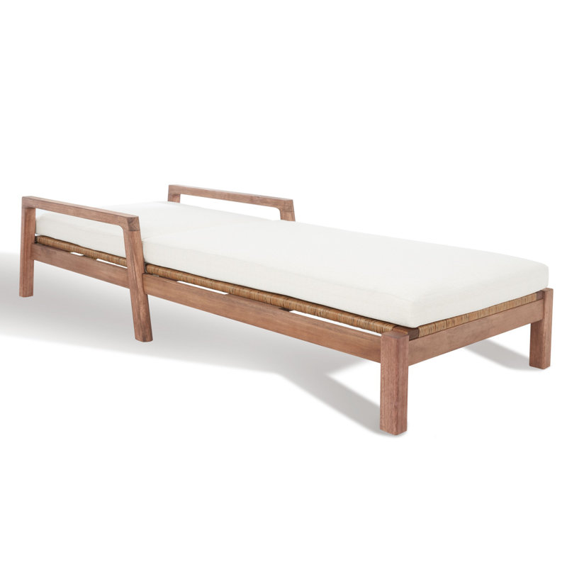 Chaise longue d'extérieur en bois massif Nicholson, Blanc