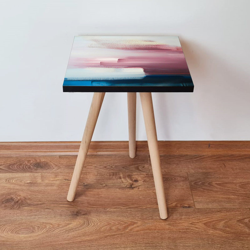 Table d'appoint élégante, conception abstraite, 13,8 po x 16,5 po x 13,8 po | 100% panneau de fibres à densité moyenne avec pieds en bois de hêtre, épaisseur: 0,7 pouce | Parfait pour le salon ou la chambre à coucher, solution de décoration moderne et fonctionnelle