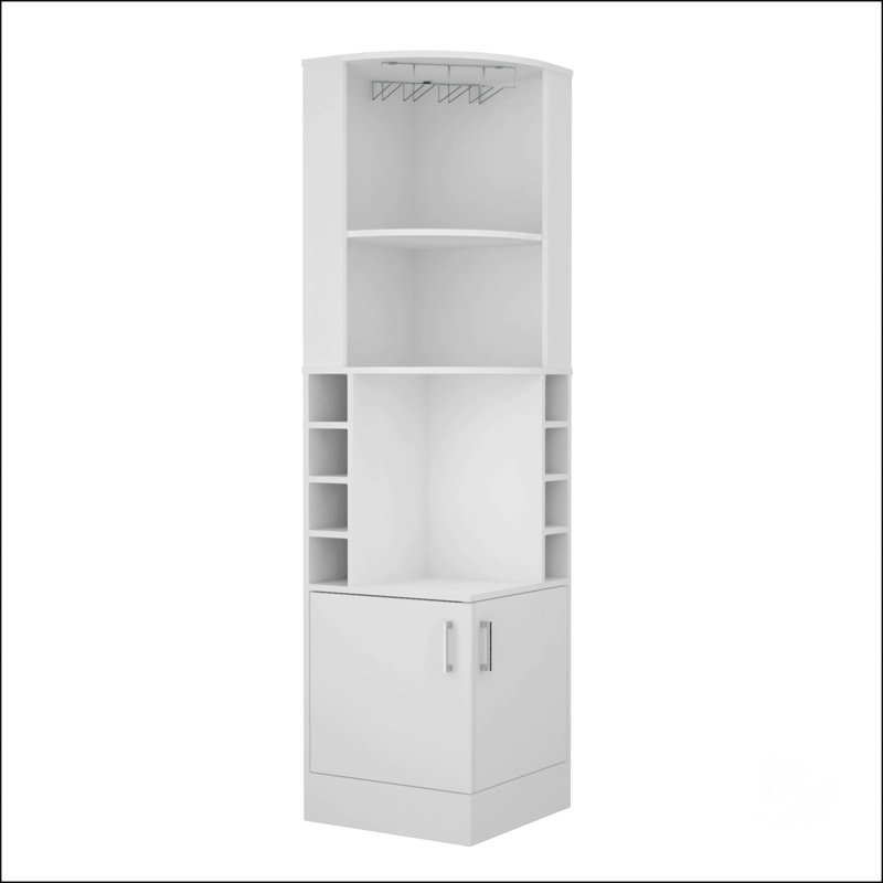 Armoire de bar blanche à 2 tablettes à 8 bouteilles, Blanc