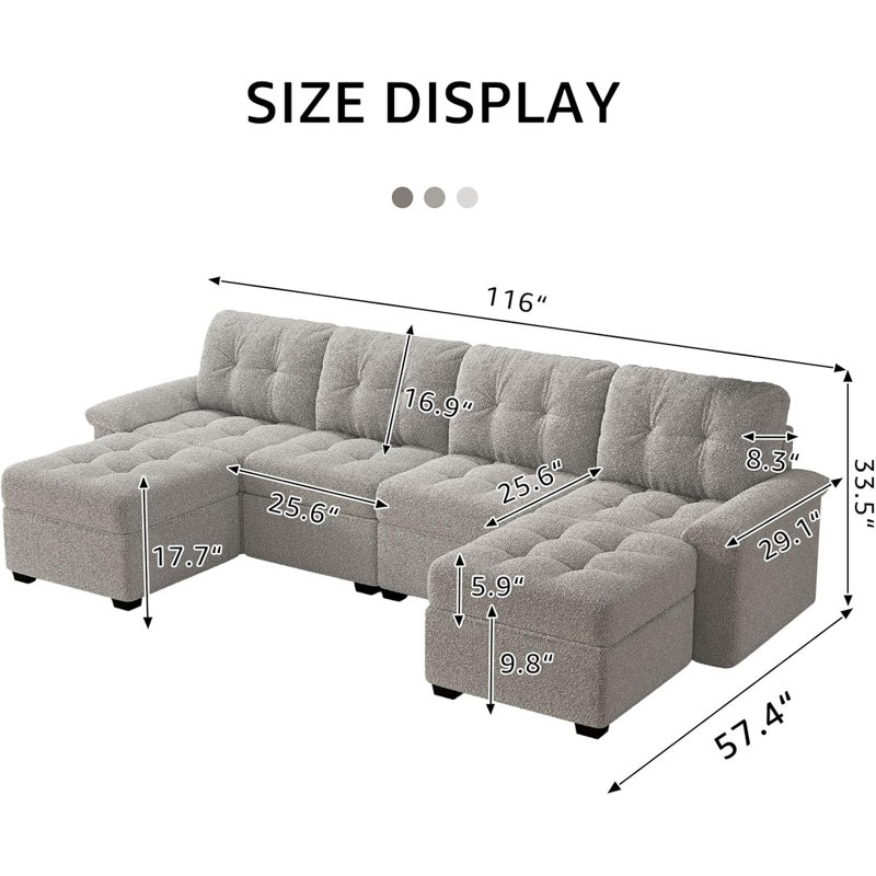 Canapé modulaire modulaire en velours 4 pièces, Grey