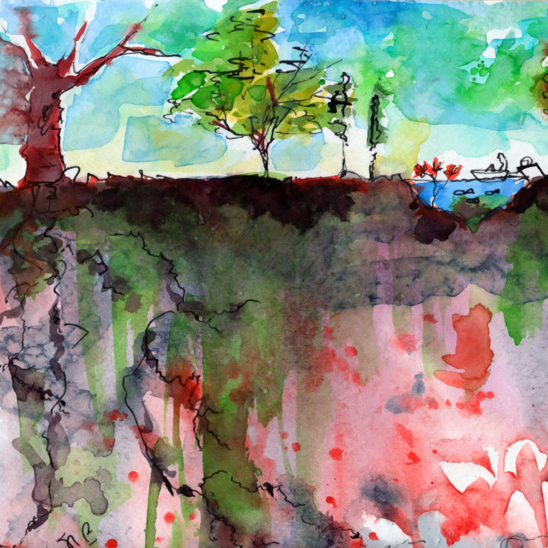 Watkinsville Ginette Fine Art Earth par Ginette Callaway, reproduction d'art sur toile tendue, H 36 po x l 36 po, Non
