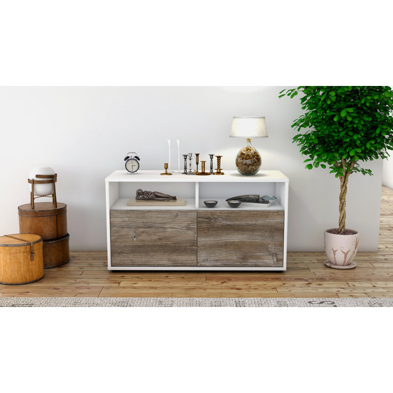 Odum 92cm W Chest of Drawers, High gloss white/Driftwood