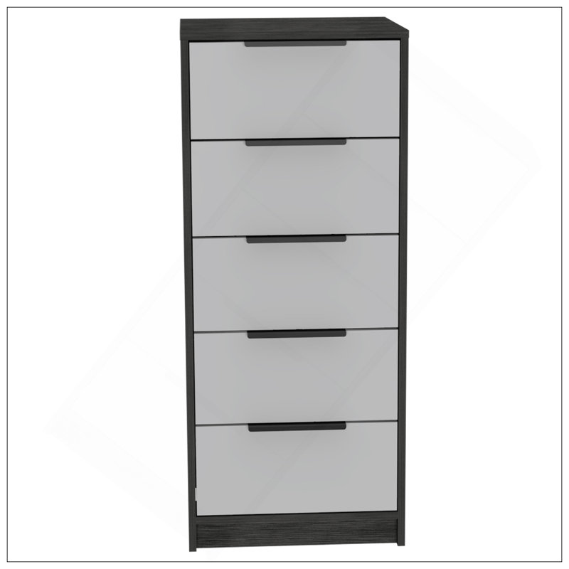 Kaia 5 Drawer Dresser, Vertical Dresser -Smokey Oak / White, White