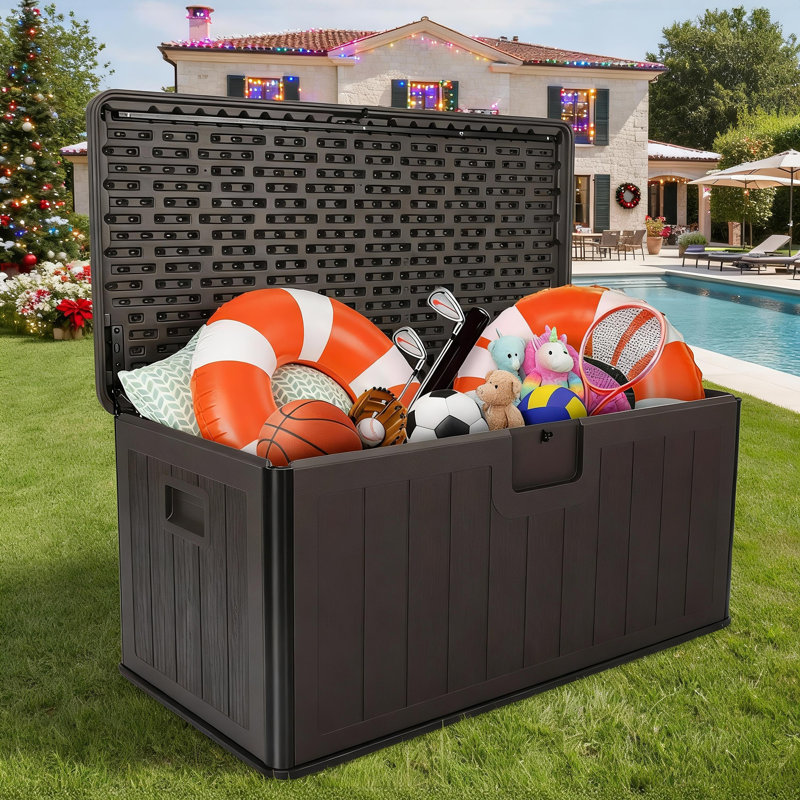 Deckstore 100-Gallon Outdoor Storage Deck Box: A UV-Protected & Water-Proof Container With Double-Wall Design, Lockable For Pool, Patio, And Garden Use