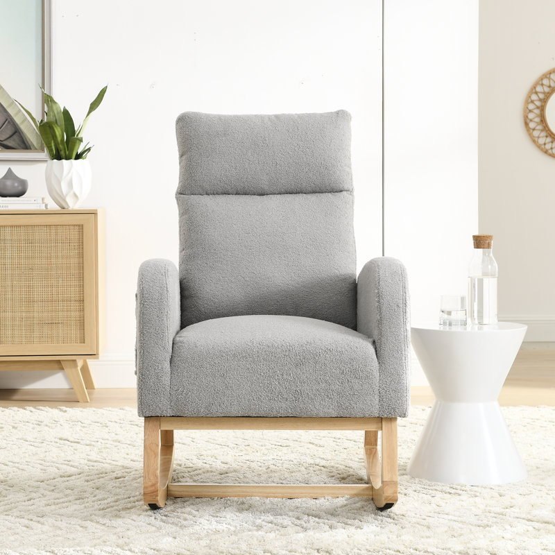 Corydon Upholstered Accent Chair, Light Gray Teddy Fabric