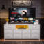 Meuble télé de 55 po avec éclairage DEL, station de charge et rangement à 10 tiroirs - Console multimédia multifonctionnelle moderne pour le salon et la chambre à coucher-835619574-835619575