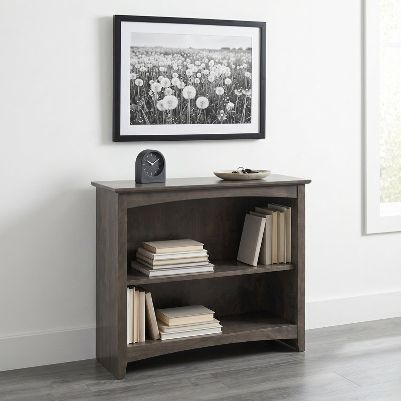Malani 36" H Solid Wood Classic Bookcase, Driftwood, (2 Shelves) 29"H x 37.75"W x 12.875"D