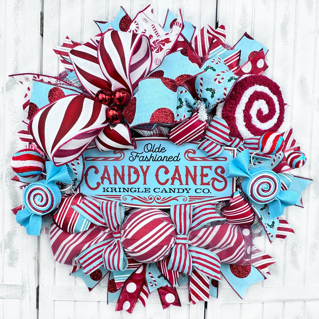 Kringle Candy Canes 20” Deco Mesh Wreath The Holiday Aisle® Wreath