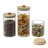 3 Piece Ribbed Glass Kitchen Canister Set with Acacia Wood Lids