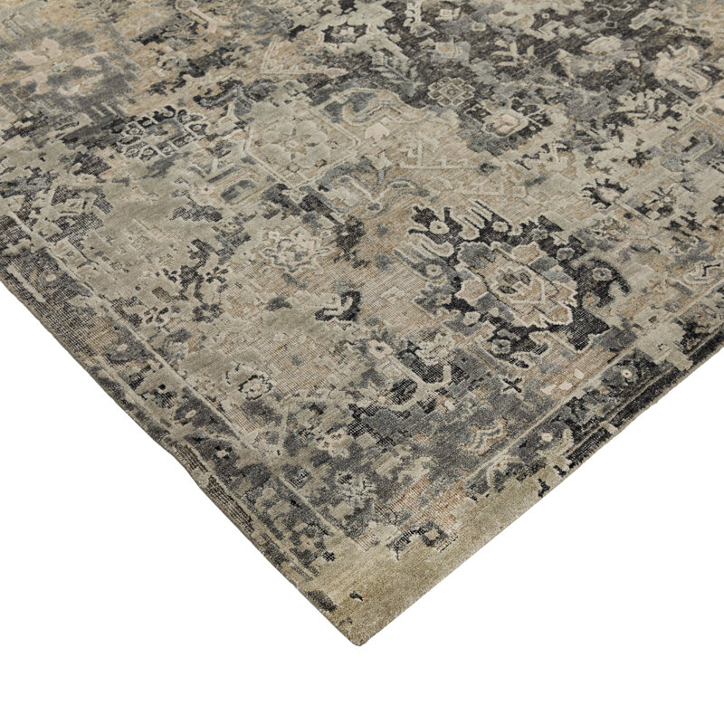 Black Contemporary Silk Wool Blend Rug
