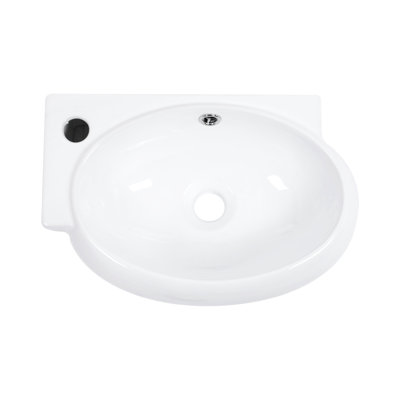 Lavabo de salle de bain mural en céramique blanc 16 x 11 pouces, trou de robinet simple, surface d'absorption d'eau lisse et faible, acide, convient au décor