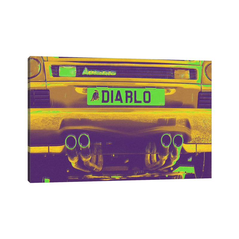 Neon Diablo Bull by 5by5collective - Gallery-Wrapped Canvas Giclée on Canvas, Wrapped Canvas, 20.32 cm H x 30.48 cm W