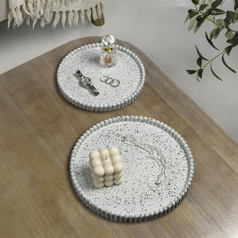 Ensemble de 2 plateaux à bijoux Opulence, Blanc moucheté, Abstrait