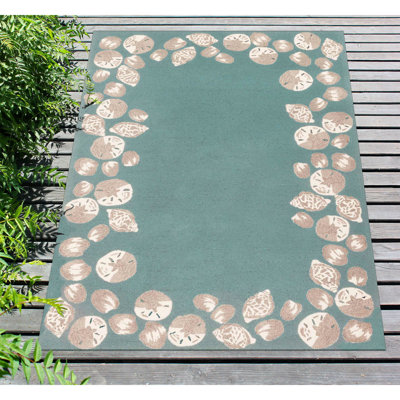 Tapis intérieur / extérieur Glidden touffeté à la main turquoise