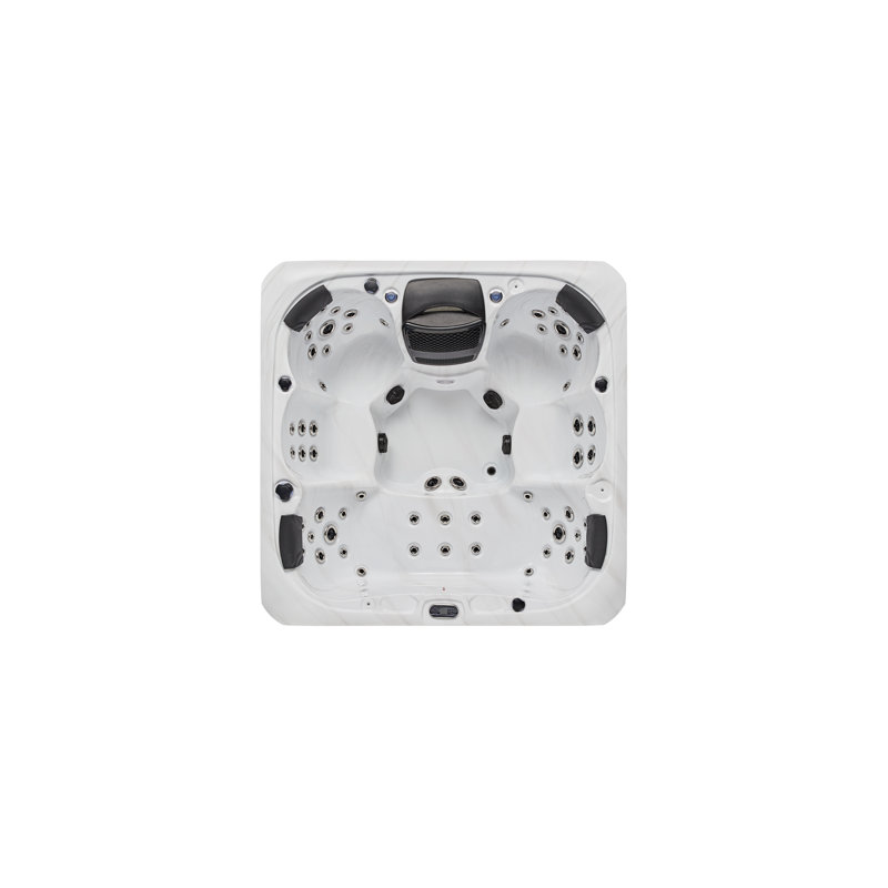 Gray and White 5-Person Luxury Hot Tub with Jets and Ozonator