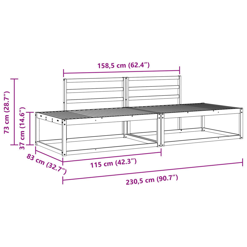 230.5cm Wide Patio Sectional Set