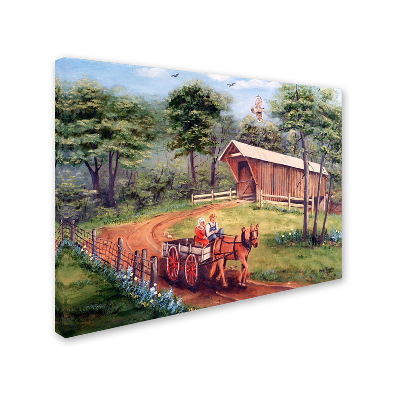 «Bunker Hill Covered Bridge» par Dugazon, reproduction sur toile tendue, H 24 po x l 32 po