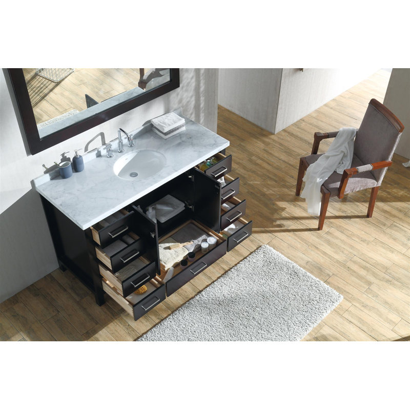 Ensemble de meuble-lavabo simple 55 po Cambridge, Espresso / nickel brossé
