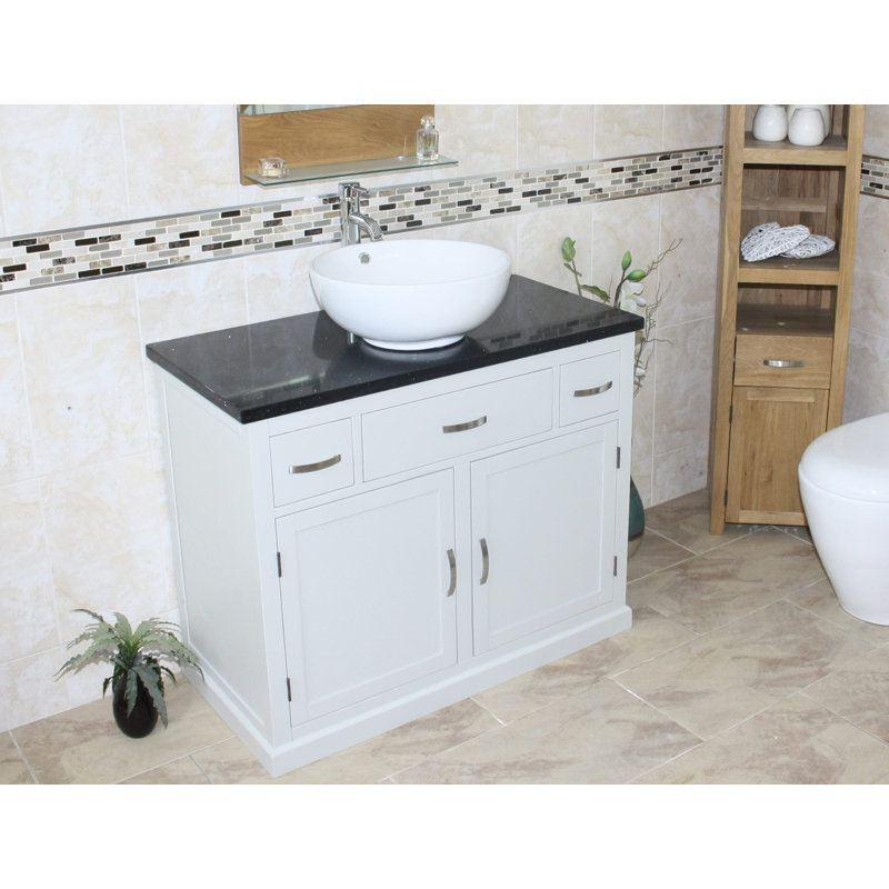Robinett 1000mm Single Bathroom Vanity with Basin, Black Quartz, Grey