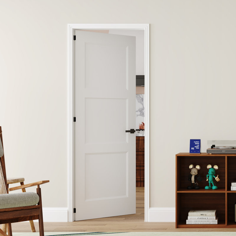 Dalle de porte intérieure moulée 3 panneaux Shaker Core, 24 po x 80 po, S'ouvre à droite vers l'intérieur